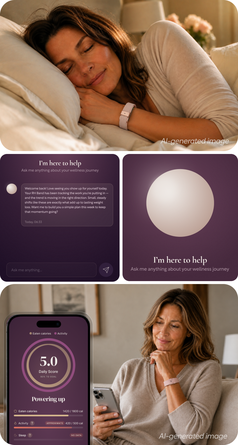App screen showing Weight Loss Score gauge and daily targets